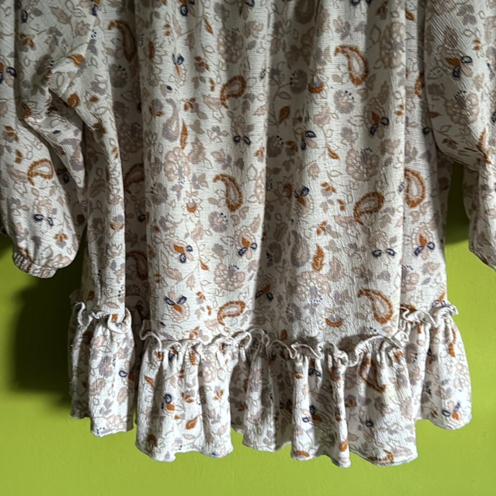 Melloday Winter White On/Off The Shoulder Floral Top Blouse Size XL - Picture 3 of 7